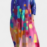 Anne | Vestido Fluido con Escote en V y Estampado Colorido