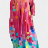 Anne | Vestido Fluido con Escote en V y Estampado Colorido