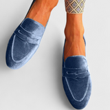 Blue Velvet | Mocasines con detalle de patchwork y punta redonda