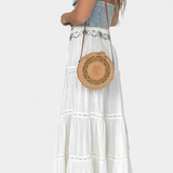 Dola | Maxi falda boho con encaje y abertura delantera