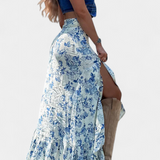 Karen | Maxifalda floral con abertura y volantes