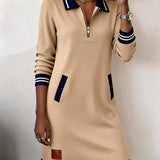 Monika - Vestido de sudadera con cuello con cremallera