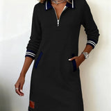 Monika - Vestido de sudadera con cuello con cremallera