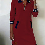 Monika - Vestido de sudadera con cuello con cremallera