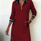 Monika - Vestido de sudadera con cuello con cremallera
