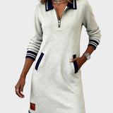 Monika - Vestido de sudadera con cuello con cremallera