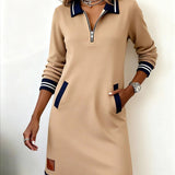 Monika - Vestido de sudadera con cuello con cremallera