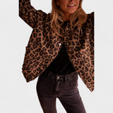 Rosa - Abrigo moderno de estampado de leopardo