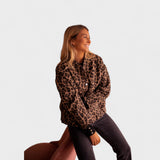 Rosa - Abrigo moderno de estampado de leopardo