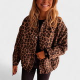 Rosa - Abrigo moderno de estampado de leopardo