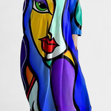 Anne | Vestido Fluido con Escote en V y Estampado Colorido