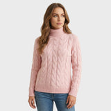 Amelia | Elegante jersey de cuello alto de punto con diseño de trenzas