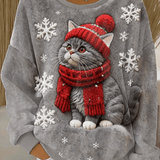 Isla - Sudadera con capucha navideña para mujer con diseño de gato