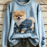 Perla - Sudadera de manga larga para mujer estilo retro, patchwork, arte animal, estampado, informal, cómoda