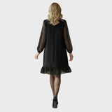 Věra| Vestido con mangas de tul y detalles metálicos