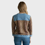 Roxy | Top de estampado de leopardo con ribetes de denim
